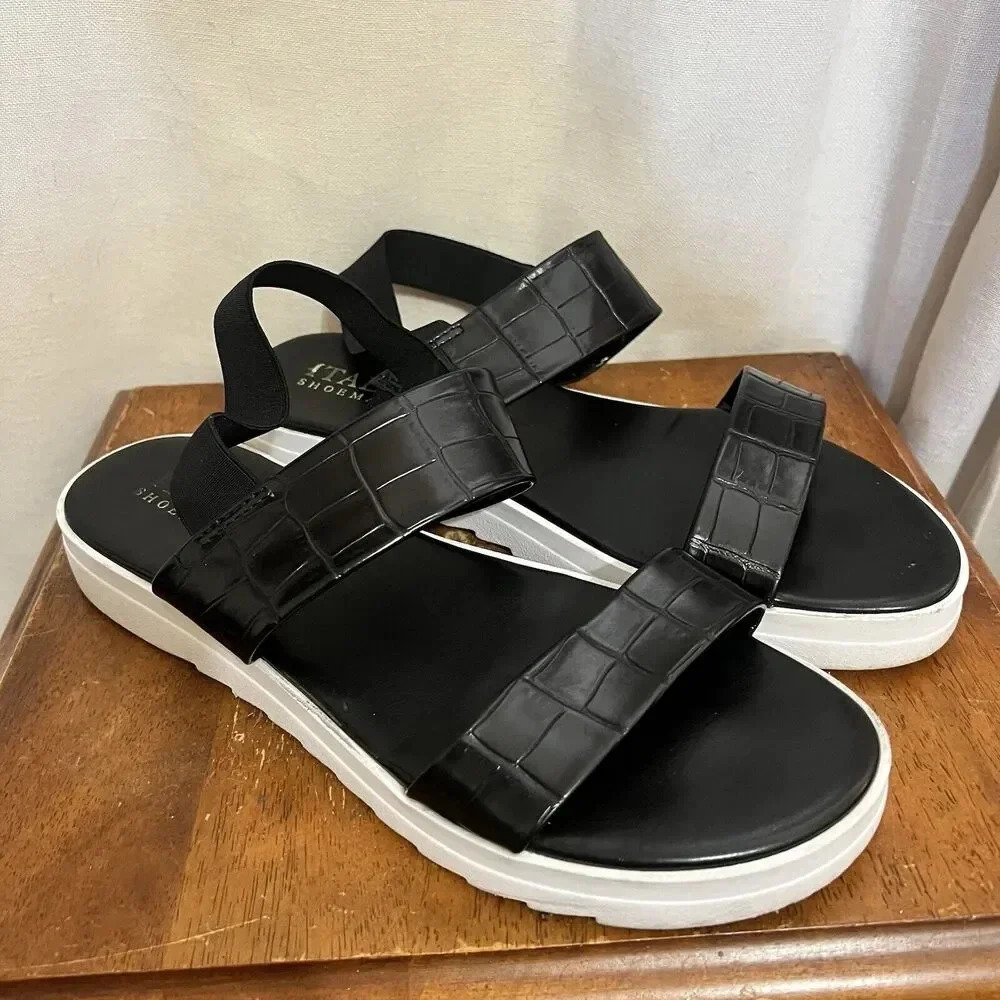 Italian Shoemakers Platform Strappy Sandals Womens US‎ Size 11 M Slingback Black